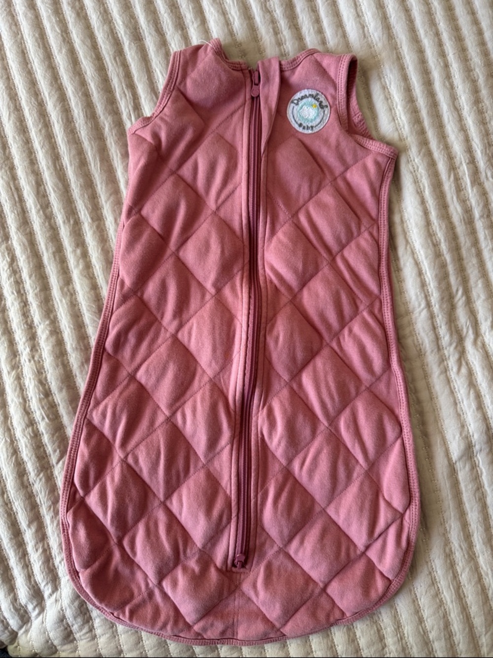 Pink Quilted Baby Sleep Sack with Front Zipper